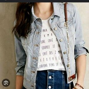 Pilcro,  Anthropologie Jean Jacket Rustic. Stripped Size XS 99%Cotton 1% Spandex